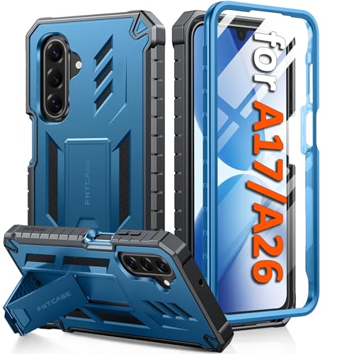 FNTCASE For Samsung Galaxy A17-5G Case: for Galaxy A26-5G Military Grade Shockproof Protective Case with Built-in Stand | Heavy Duty Shockproof & Textured Matte Protective Cases - Blue