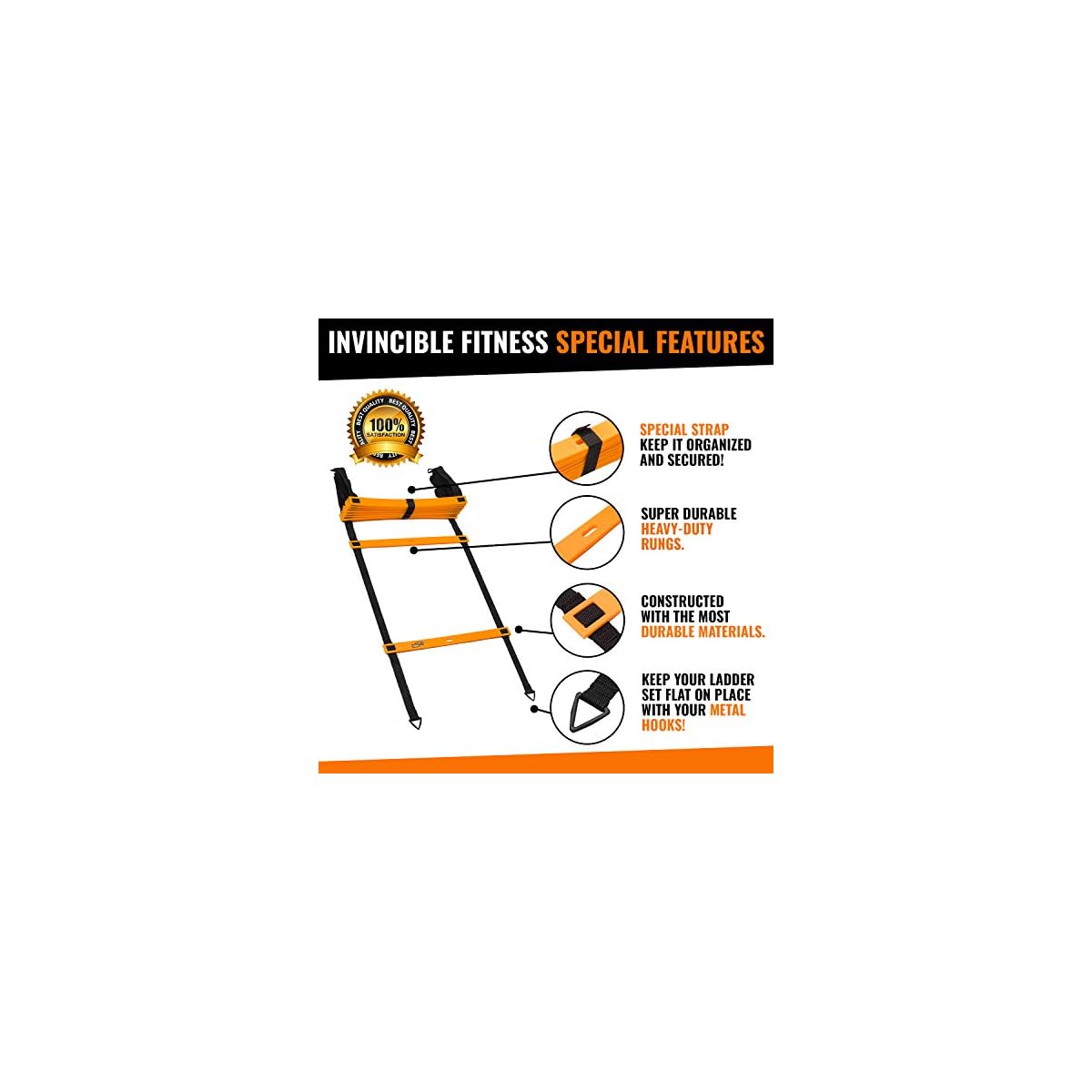 Invincible Fitness Agility Ladder Training Equipment Set Improves