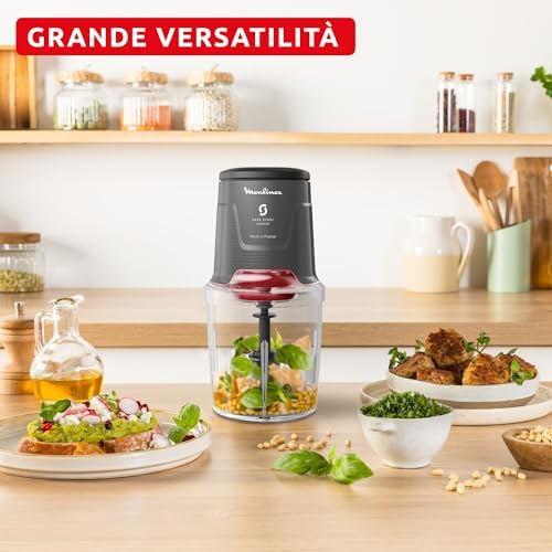 Easy Press, Tritatutto Elettrico con Potente Motore da 600W, 4 Lame Affilate in Acciaio Inox, Capacità di 500ml, Colore Hippo Iron, AT740H