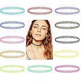 12pcs Choker Necklace Gothic Tattoo Black Stretch choker Rainbow woman girls