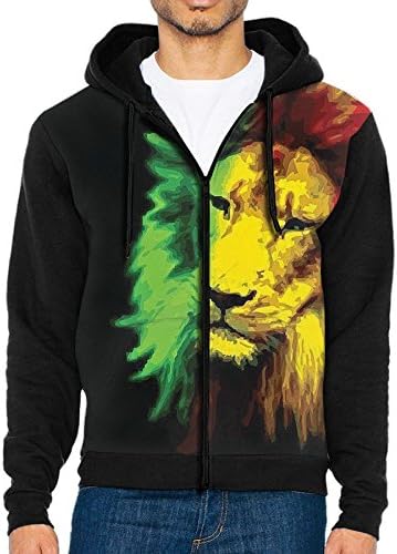 FLJM Jamaica Flag With Lion Sweater Men's Printing Hit Color Hoodie