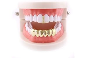 OOCC 18k Gold Silver Plated 1 Single Top Pave Full CZ Bar Grillz Teeth Top and 6 Bottom Set Grills