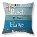 LuckyCow Throw Pillow Covers 18x18 Inch - Cotton Linen Blue Theme Ocean Starfish Wood Grain Beach Game Pillow Covers, Decorative Pillowcase for Home Sofa Bedding Couch Outdoor Cushion Covers.