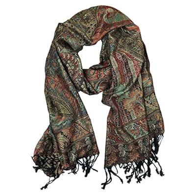 Plum Feathers Tapestry Ethnic Paisley Pattern Pashmina Scarf Plum Feathers Tapestry Ethnic Paisley Pattern Pashmina Scarf
