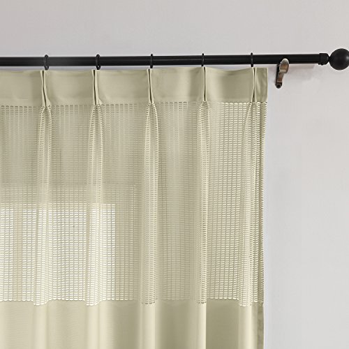 TWOPAGES 5ft Wide x 7ft Tall Pinch Pleated Flame Retardant Divider Curtains Privacy Cubicle Curtain (1 Panel,Beige Yellow)