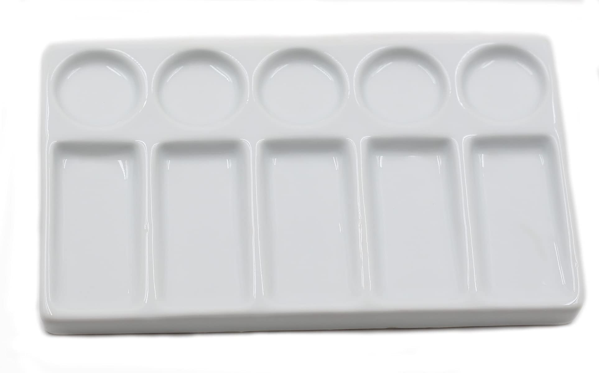 Chiloskit Ceramic Watercolor Palette Tray Porcelain Watercolor Painting Porcelain Palette for Painters Students or Art Studio (Rectangle(8"))