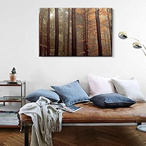 Canvas Wall Art - Red Pine Tree Forest in Autumn - Giclee Print Gallery Wrap Modern Home Art Ready to Hang - 12" x 18"