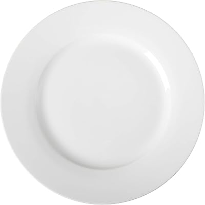 Amazon Basics 6-Piece White Dinner Plate Set 10.5 inches Porcelain BPA-free