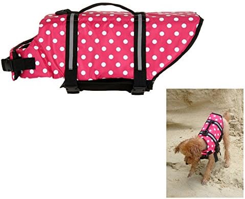 Dog Saver Life Jacket Life-vest Floatation Device Swimming Preserver #Pink Dots /S/M/L/X/XL