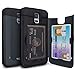 TORU CX PRO Compatible with Samsung Galaxy S5 & S5 Neo Case - Protective Dual Layer Wallet with Hidden Card Holder + ID Card Slot Hard Cover & Mirror - Metal Slate