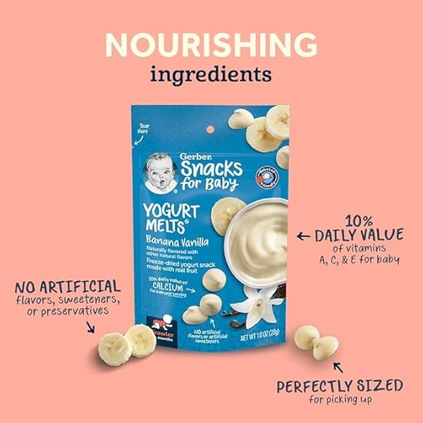 GERBER SNACK FOR BABY YOGURT MELTS STRAWBERRY 1OZ POUCH.