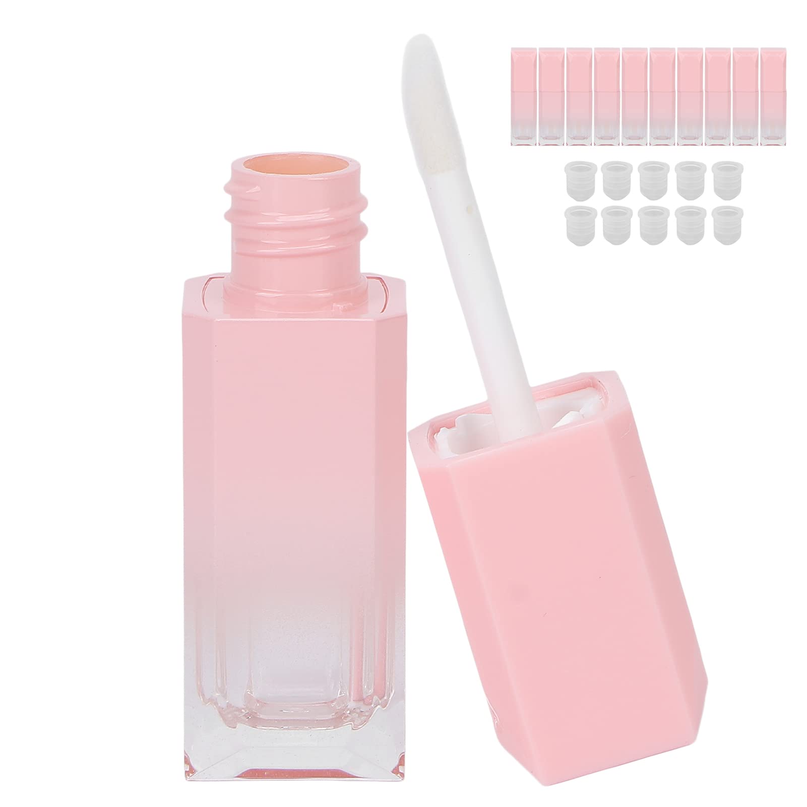 10PCS Empty Lip Gloss Tubes,6ml Refillable Lip Balm Bottles,Pink Lipstick Sample Container with Silicone Cover for Girls DIY Lip Samples Cosmetic Tool Mini Beauty Tool Travel Daily Use Easy to Carry