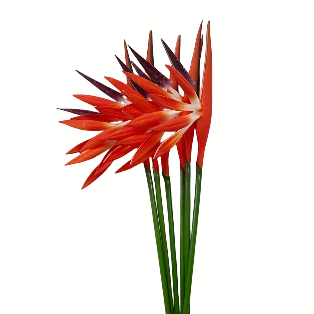 Rikyo Artificial Flowers 6Pcs Bird of Paradise 23" Permanent Flower,Strelitzia Tropical Imitation Plant Flower Bouquets for Office Home Party Decorations,Arrangement Potted Plants (Orange)