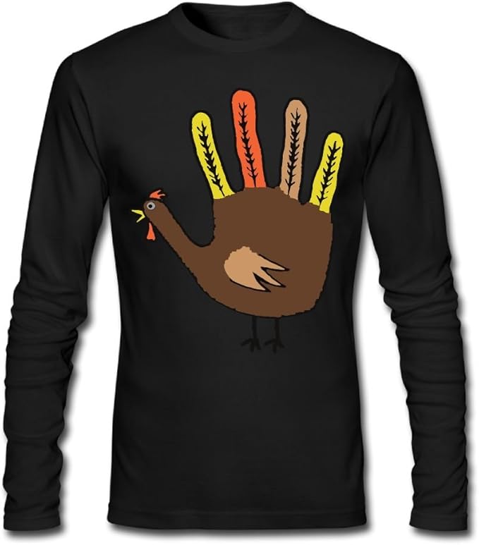 Hand Turkey Thanksgiving Men's Tshirts,Long Sleeve Under Shirt