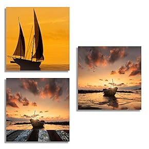 3 Piece Canvas Wall Art for Living Room Bedroom Home Artwork The Beautiful Scenery of Sunset Paintings Ready to Hang - 12"x12"x3 Panels