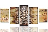 Sunrise Art Canvas Prints Framed Hindu Fairy Wall Art India Ganesha Yoga Goddess Ready to Hang set of 5