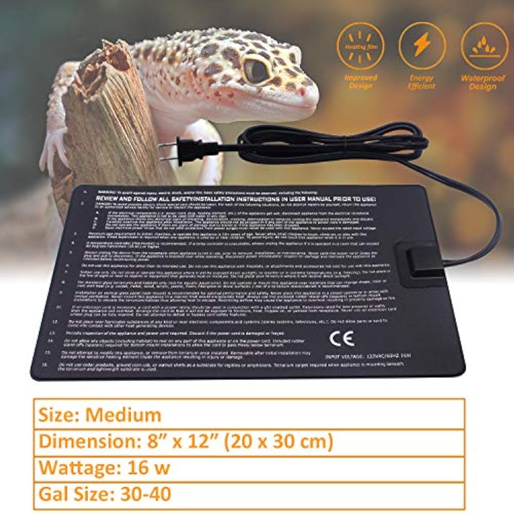 Under Tank Heater Pet Heating Pad Ideal Hermit Crab Terrarium 16 Watt