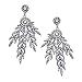 BABEYOND Art Deco 1920's Flapper Great Gatsby Inspired Leaf Medallion Pearl Drop Dangle Earrings (Silver)