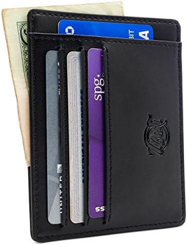 Front Pocket Minimalist RFID Blocking Slim Leather Wallet - With Easy Access Cash Compartment