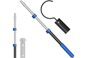 Pool Hook with Pole, 3FT Pool Pole Telescopic with Stainless Steel Hook, Retrieval Hooks for All Robotic Pools Cleaner, Robot