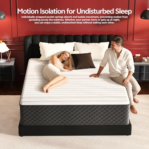 Full Mattress Double Size 12 Inch Hybrid, Medium Firm, Memory Foam & Pocket Springs, Pressure Relief, Safe Materials, CertiPUR-US Certified, Double Mattress in a Box