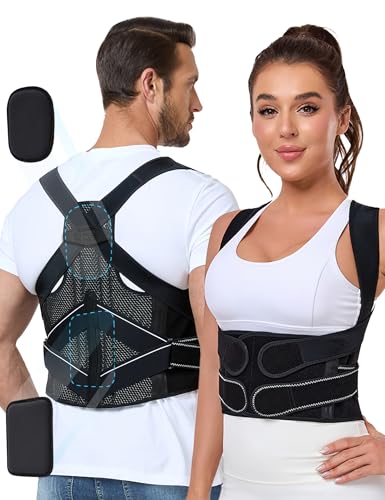 Enthra Posture Corrector for Women and Men with Bionic System, Precise Full Back Support Back Brace for Upper and Lower Back Pain Relief with Two 3D Pads