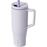 KISSKIND 40 oz Tumbler with Handle and Straw | Lumi Spin Hidden Straw 100% Leakproof Insulated Tumbler | Stainless Steel Water Bottle for Mom, Nurse, Teacher | Lavender