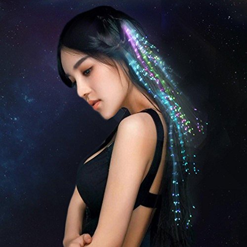 Pawaca LED Butterfly Hair Lights,14 Inch LED Fiber Optic Flashing Hair Braid Extensions Flashing LED Light Up Toys Barrettes for Party, Bar Dancing Hairpin, Light Up Hair Accessories(1 Pack)