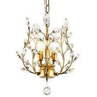 Garwarm 3-Light Crystal Chandeliers,Ceiling Lights,Crystal Pendant Lighting,Ceiling Light Fixtures for Living Room Bedroom Restaurant Porch(Gold)