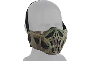 HDLSINA Airsoft Half Face Masks, Half Lower Steel Mesh Airsoft Protective Gear Breathable Silicone Lining Mesh Cover for Adult Men Women BBS Airsoft Shooting CS Survival Games