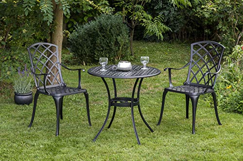 Bistroset Gartenset Gartenmöbel Gartengarnitur 3-teilig Alu Metall Grau – Bild 4