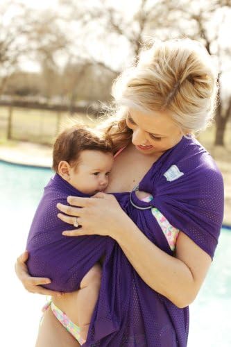 Beachfront Baby - Versatile Water & Warm Weather Ring Sling Baby Carrier | Made in USA with Safety Tested Fabric & Aluminum Rings | Lightweight, Quick Dry & Breathable (Paradise Plum, One Size)