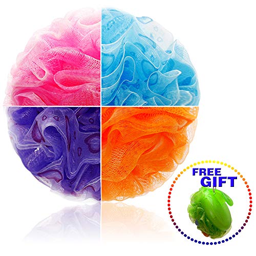 NWPTR Loofah Bath Sponge Swirl Set XL 75g Extra Large Mesh Pouf 4 Pack Color Swirls Loofah Bath Exfoliating Sponge Swirl Set XL 75g Shower Sponge 75g Shower Loofah