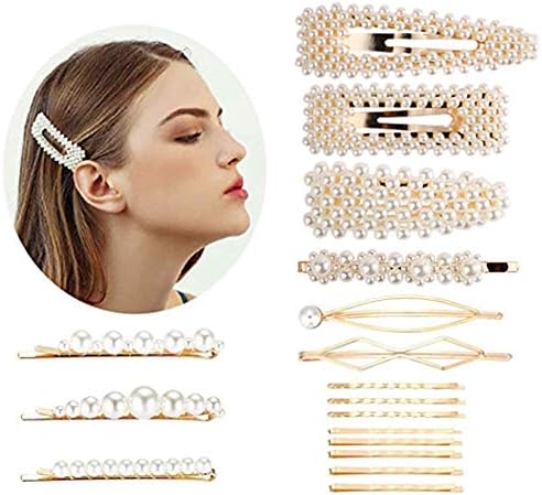17PCS Pearl Hair Clips for Women Girls, Fashion Sweet Artificial Pearl Alligator Clips Barrettes Bobby Pins Snap Clips Decorative Hair Accessories for Party Wedding Daily