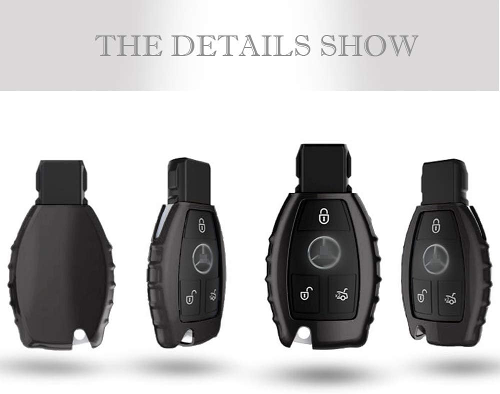 QBUC Car Key Cover for Mercedes Benz Soft TPU Car Key Case Holder Protector with Keychain Compatible with Mercedes Benz C E S M CLS CLK G Class Keyless Smart Key Fob (Black) - Image 3