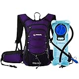 MIRACOL Hydration Backpack with 2L Water Bladder - Thermal Insulation Pack Keeps Liquid Cool up to 4 Hours – Multiple Storage Compartment – Bladder with Insulated Flow Tube, Purple