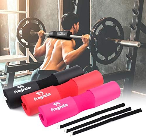 【2019 Upgrad】Barbell Pad Squat Pad for Squats, Lunges and Hip Thrusts - Foam Sponge Pad with Safety Straps Protector for Neck & Shoulders - Fits Standard Olympic Weightlifting and Smith Machine Bar