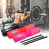 【2019 Upgrad】Barbell Pad Squat Pad for Squats, Lunges and Hip Thrusts - Foam Sponge Pad with Safety Straps Protector for Neck & Shoulders - Fits Standard Olympic Weightlifting and Smith Machine Bar