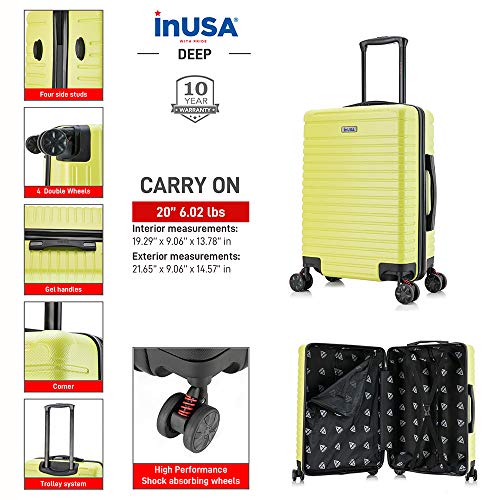 InUSA Deep 20 Inch Carry On Hardside Luggage with GEL Handles, Travel
