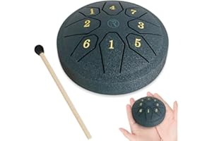RANMING 4.5 Inch 8 Note C Key Steel Tongue Drum - Tongue Drum for Meditation, Yoga & Sound Therapy, Portable Handpan Drum with Soothing Harmonics, Ideal Gift for Beginner&Adults,Navy Blue