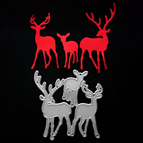 Christmas Metal Cutting Dies Deer for Card Making, Staron Cut Die Metal Stencil Template Mould for DIY Scrapbook Embossing Album Paper Card Craft (F)