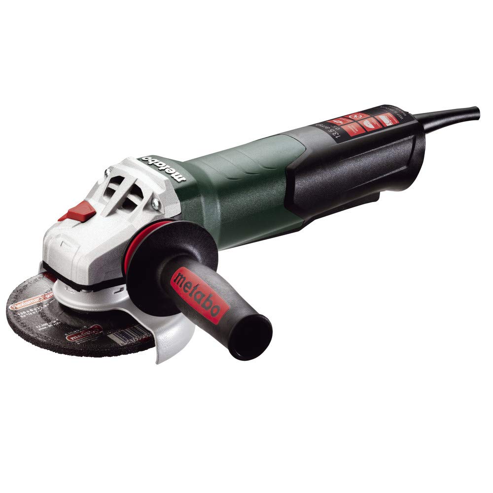 Metabo WEP15-125 Amoladora angular rápida de 13,5 amperios, 11000 rpm con electrónica e interruptor de paleta sin bloqueo, 5