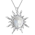 DOLIOX Sun Turquoise Pendant Necklace, 925 Sterling Silver Genuine Gemstones Western Jewelry Gift for Women
