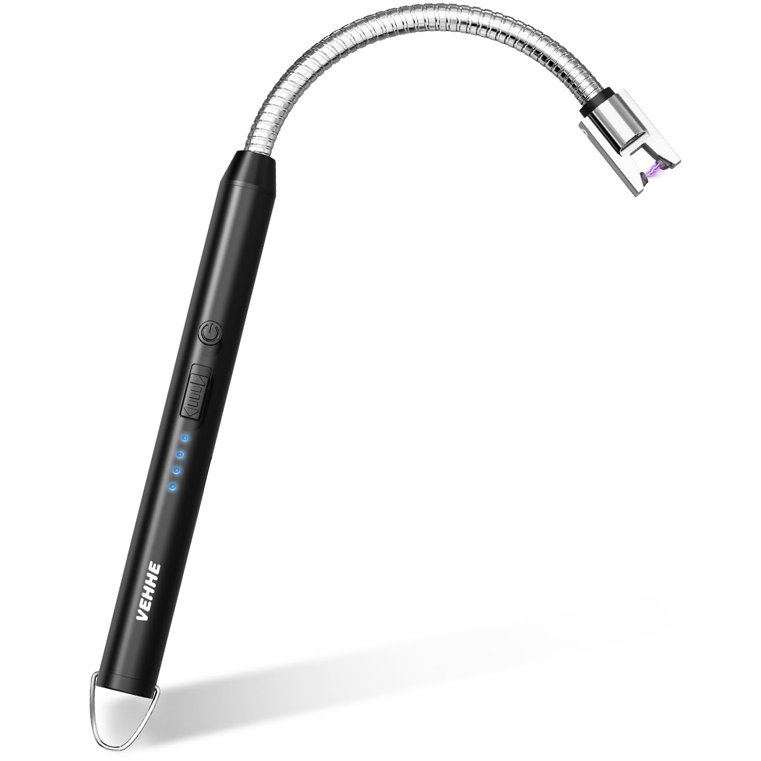 VEHHE Feuerzeug, Umweltfreundliches Elektrische Stabfeuerzeug mit USB-C-Ladung & 360° Flexiblem Hals, Ohne CO₂-Emissionen, Windfest & Explosionssicher für Küche, Gasherd, Grill und Kerzen (Schwarz)