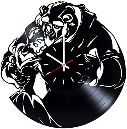 Beauty and The Beast Vinyl Record Wall Clock - Nursery Room Wall Decor - Gift Ideas for Girls, Children, Kids - Fantasy Movie Unique Art Design