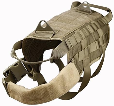 Honetech Tactical Dog Vest Dog K9 Training MOLLE Vest Harness Combat Dog Vest (M, Coyote Brown)