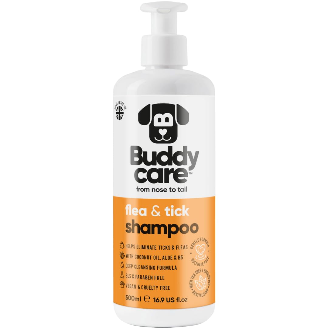 Buddycare Flea and Tick Dog Shampoo (500ml) Effective Shampoo to Help Eliminate Ticks and Mites Itchy & Sensitive Skin Relief Dog Flea Treatment for Dogs Cleans & Soothes Skin — image 1