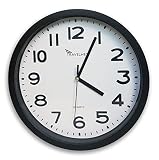 Travelwey Home Wall Clock Battery Operated, No Bells, No Whistles, Simply Hang and Go, Silent and Non Ticking, Glass Front Wall Clocks, Big Bold Digits