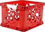Storex Large Storage and Filing Crate with Comfort Handles, 17.25 x 14.25 x 10.5 Inches, Red/White, Case of 3 (STX61742U03C)