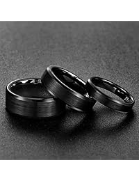 Anillo de boda de cerámica cepillada de 0.157 in, 0.236 in, 0.315 in, color negro, ajuste cómodo, para hombres y mujeres, tamaño 4   14